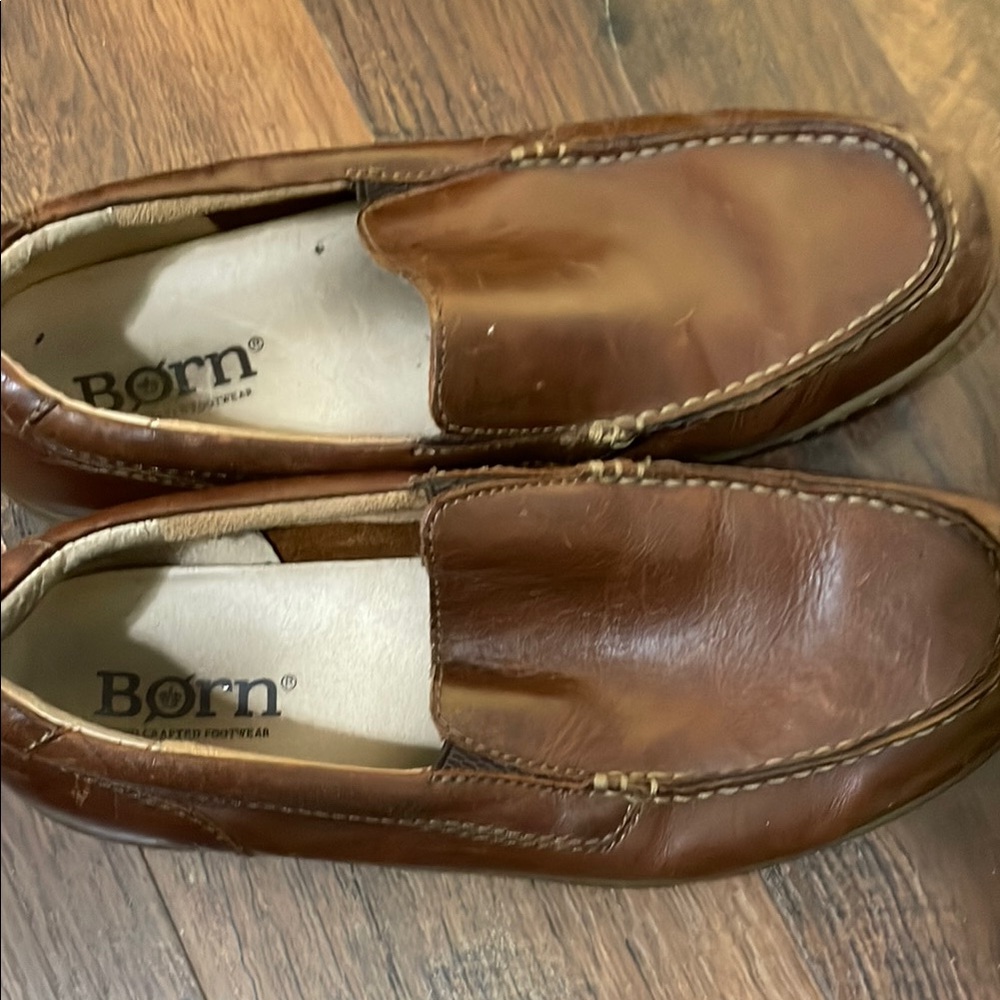 Born Brown Leather Slip-On Loafers